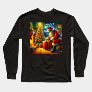 Stellar Santa - Starry Night Sky Holiday Art Prints Long Sleeve T-Shirt